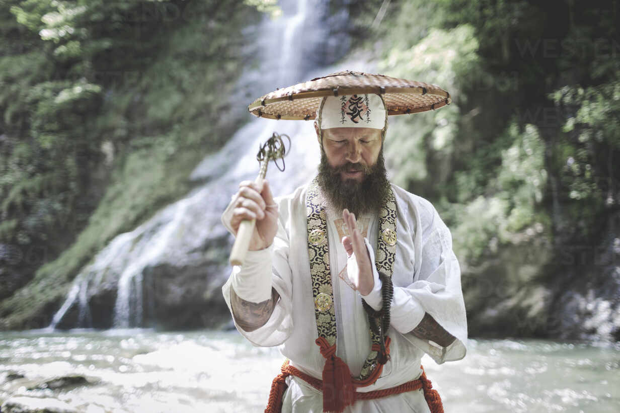Yamabushi monk in shugendo robes